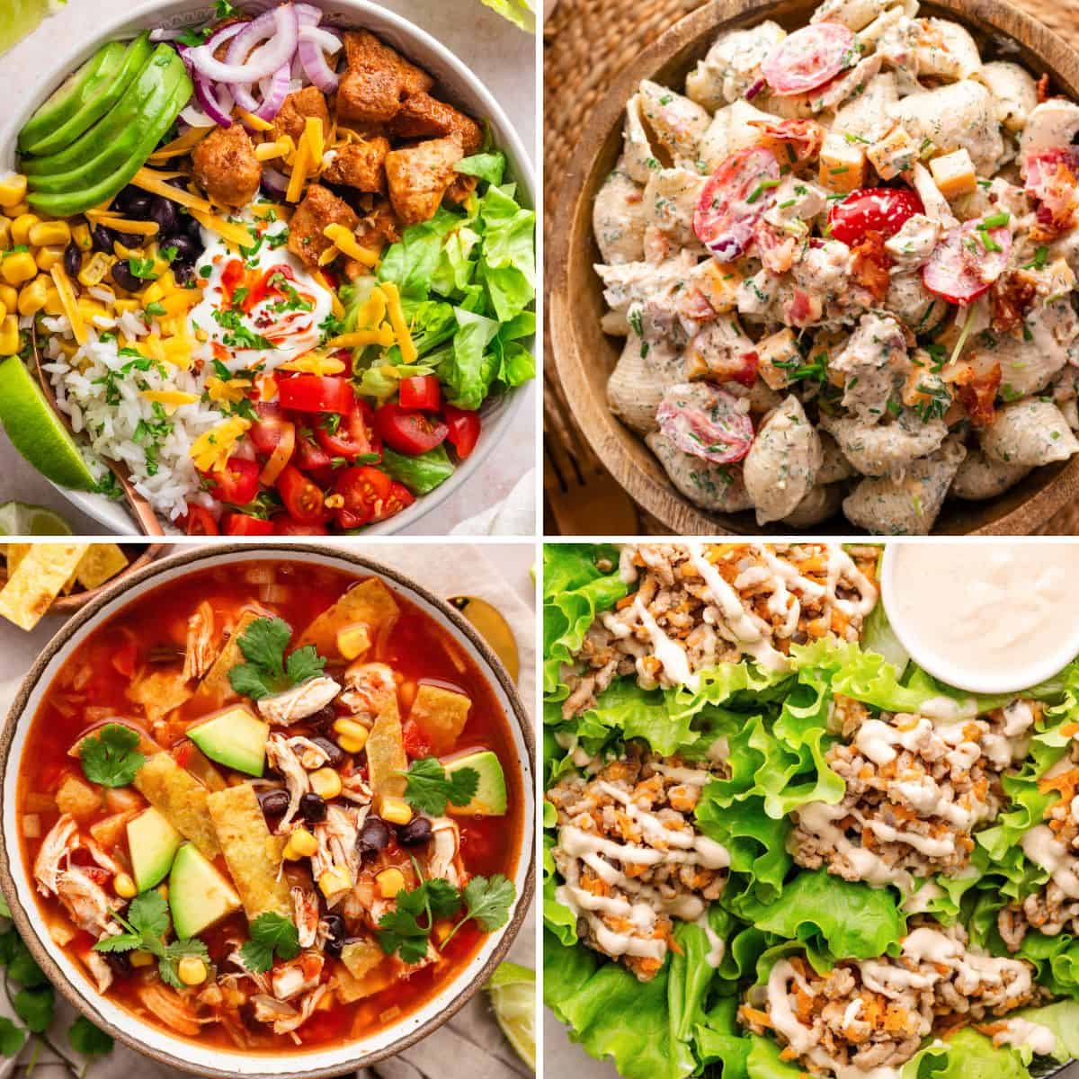 Delicious leftover turkey dishes including salads and soups for easy meals.