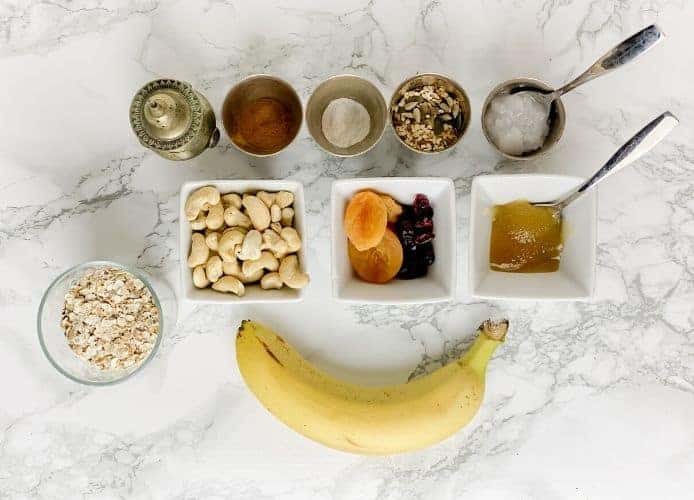 Homemade granola bars with banana are a mix of different fruit, seeds, and coconut oil. Chewy, nutty, and naturally sweetened with banana - a healthy speedy snack on the go.- The Yummy Bowl