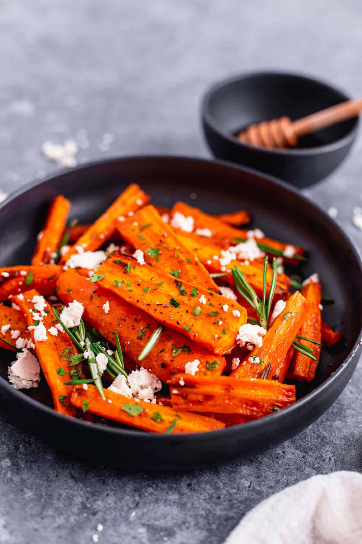 Honey Glazed Carrots In Air Fryer With Feta and Rosemary