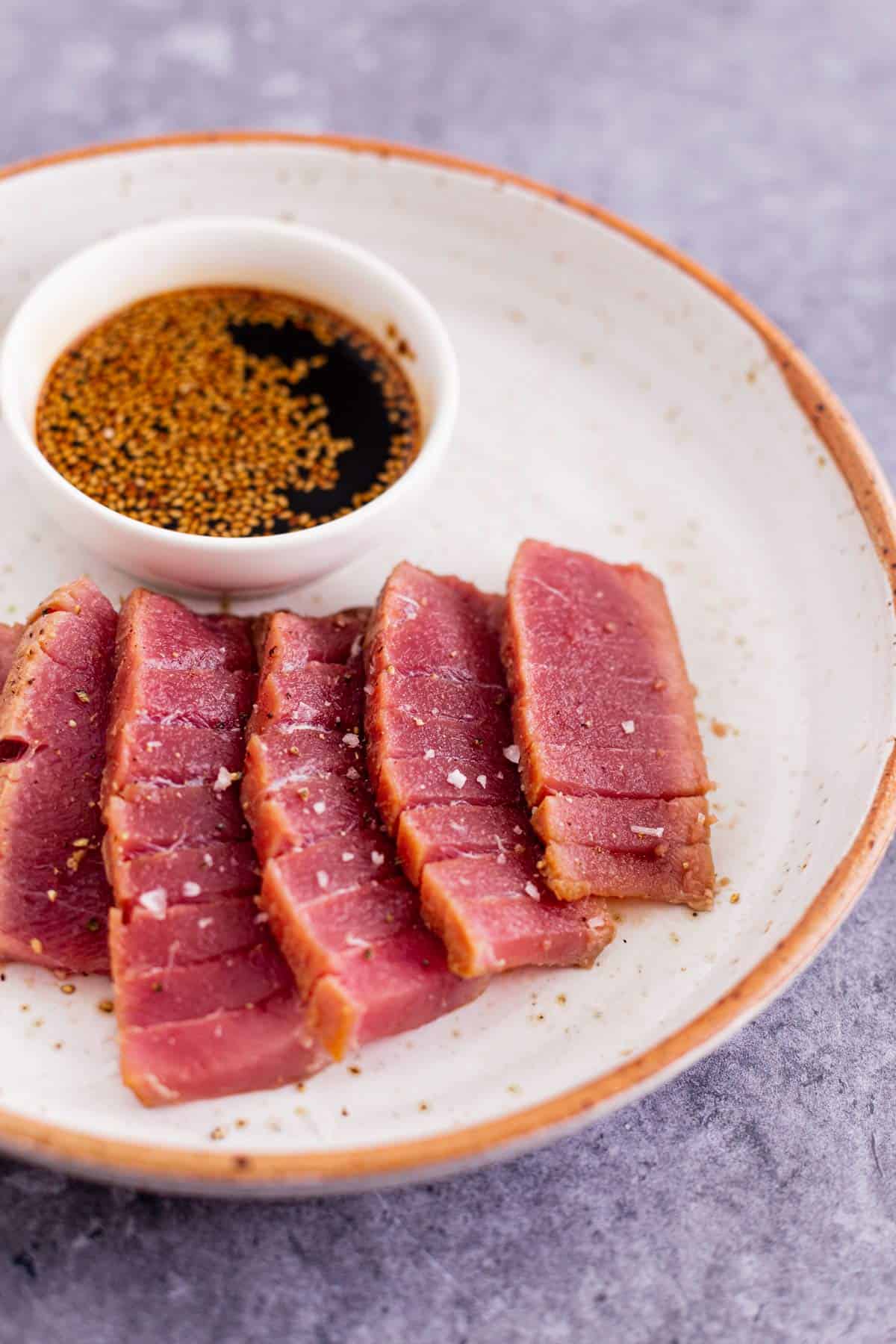 air fryer tuna steak cut into slices