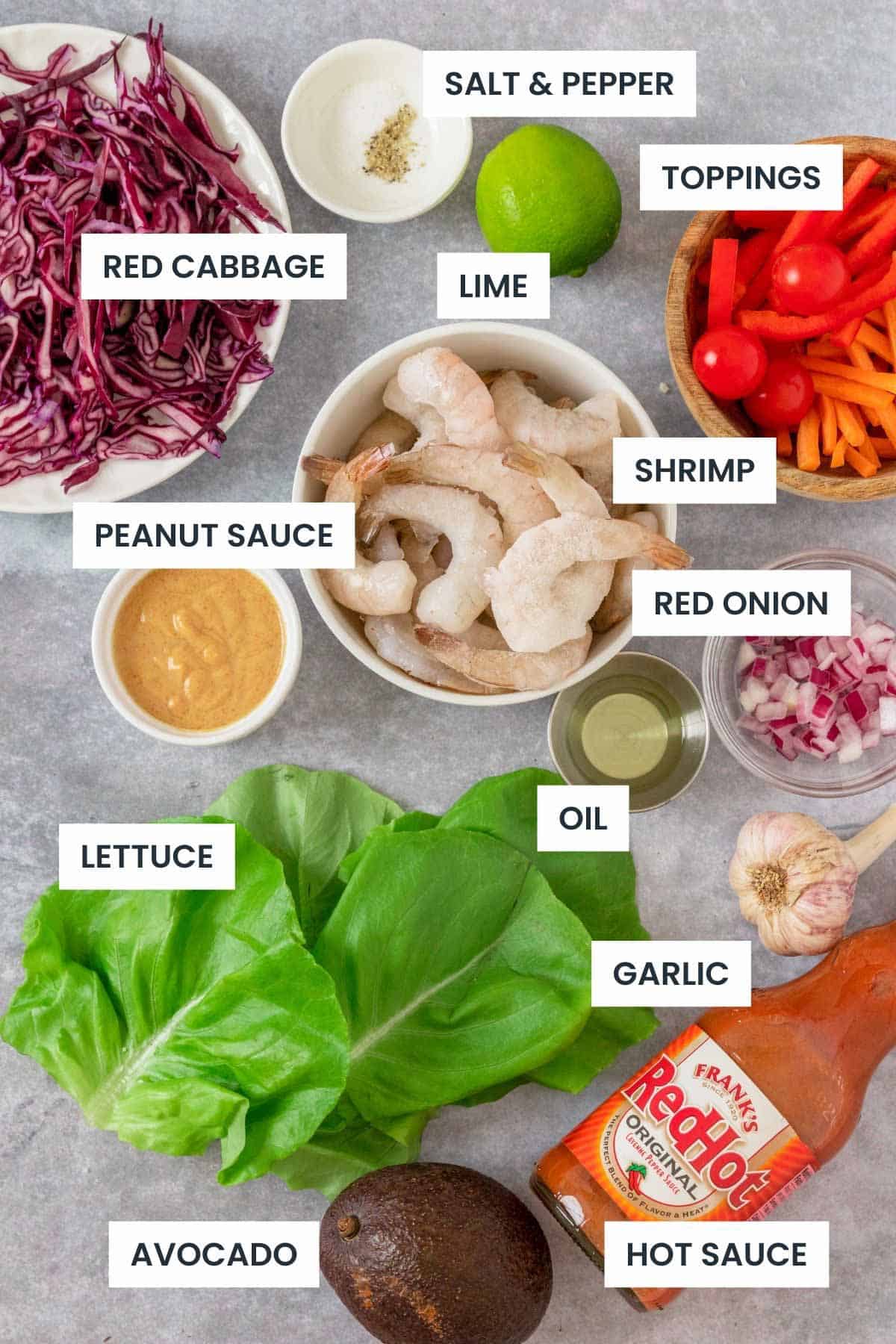 Asian Shrimp lettuce Wraps Ingredients