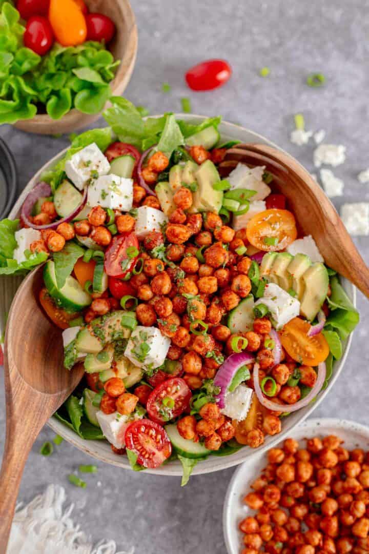 Avocado Chickpea Salad With Feta - The Yummy Bowl