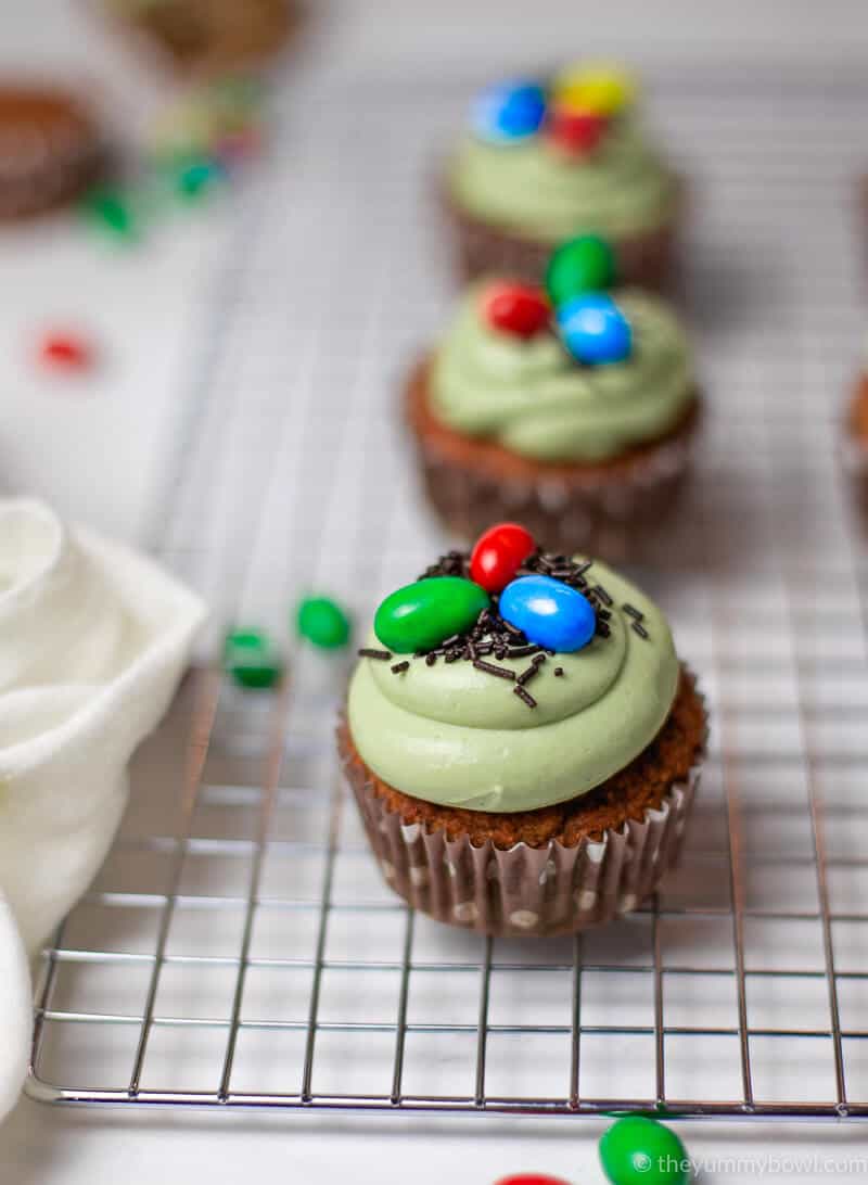 Banana Matcha Easter Cupcakes