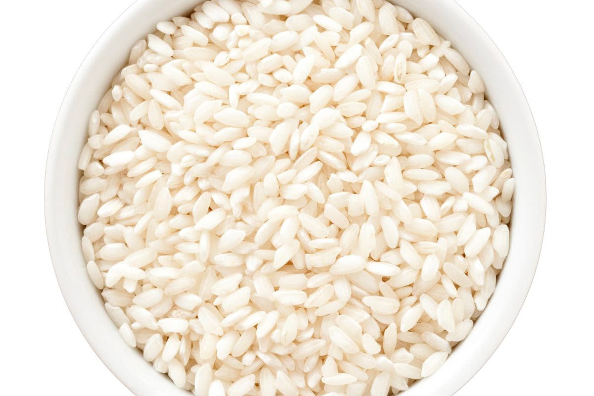a bowl of carnaroli rice.