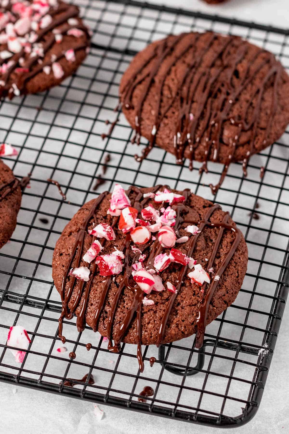 Gluten Free Chocolate Chip Cookies With Peppermint ona wire rack