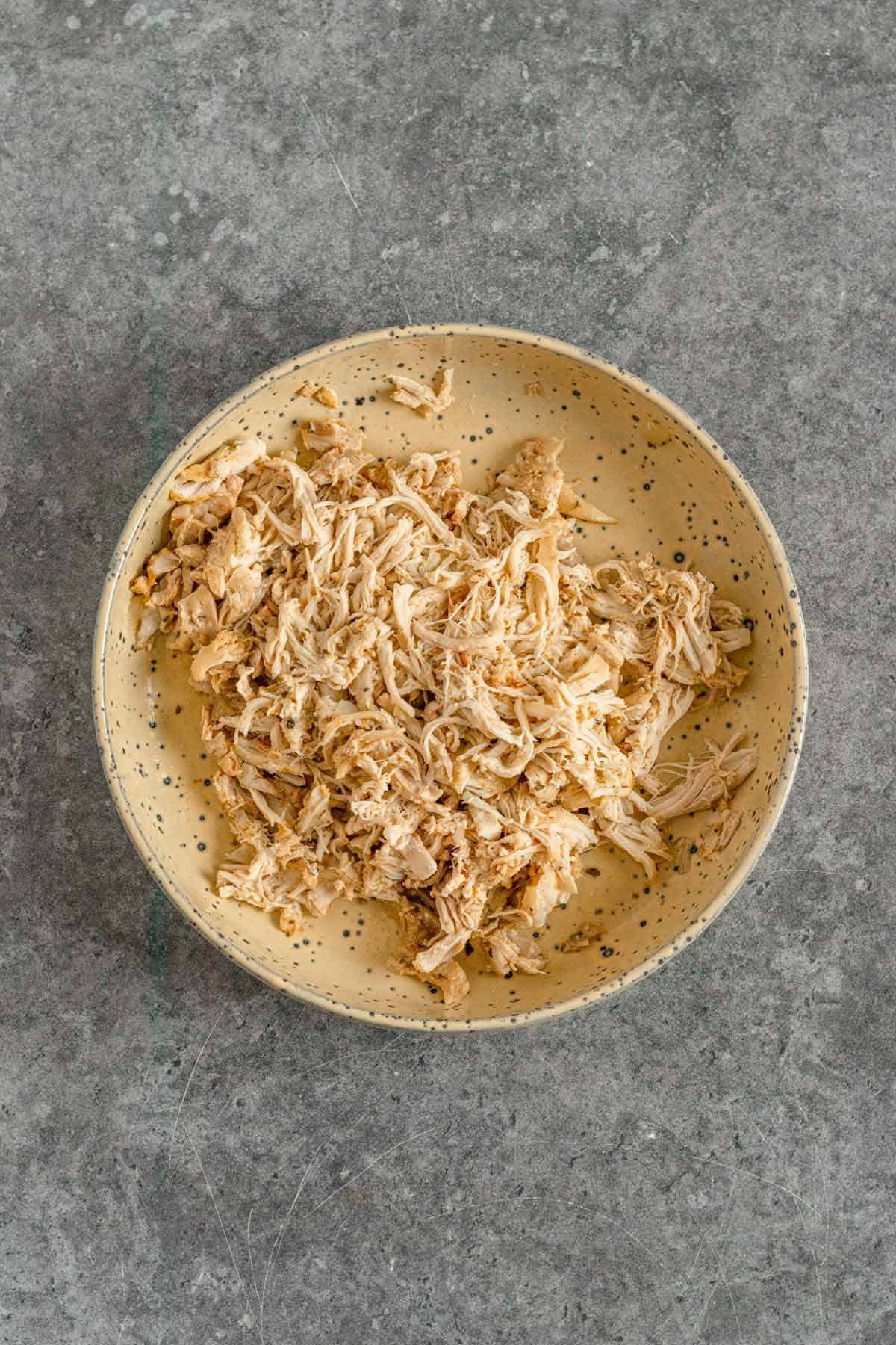 shredded chicken after slow cooking on a plate