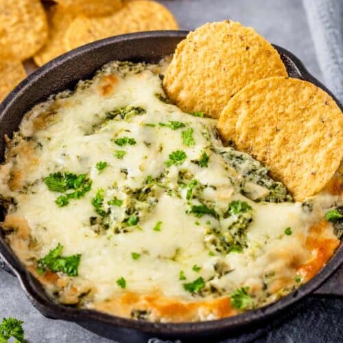 Easy Spinach Artichoke Dip (Baked) - The Yummy Bowl