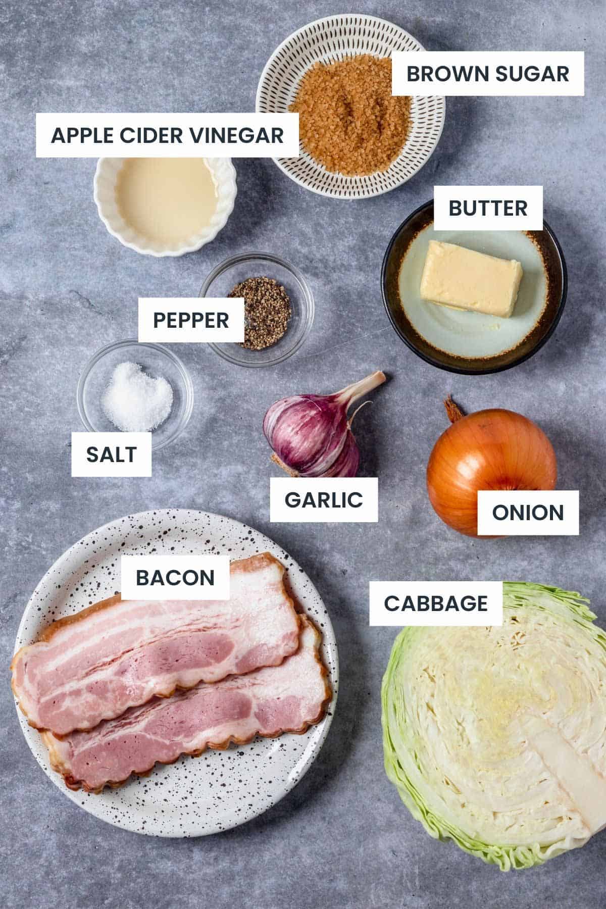 Fried Cabbage With Bacon Ingredients