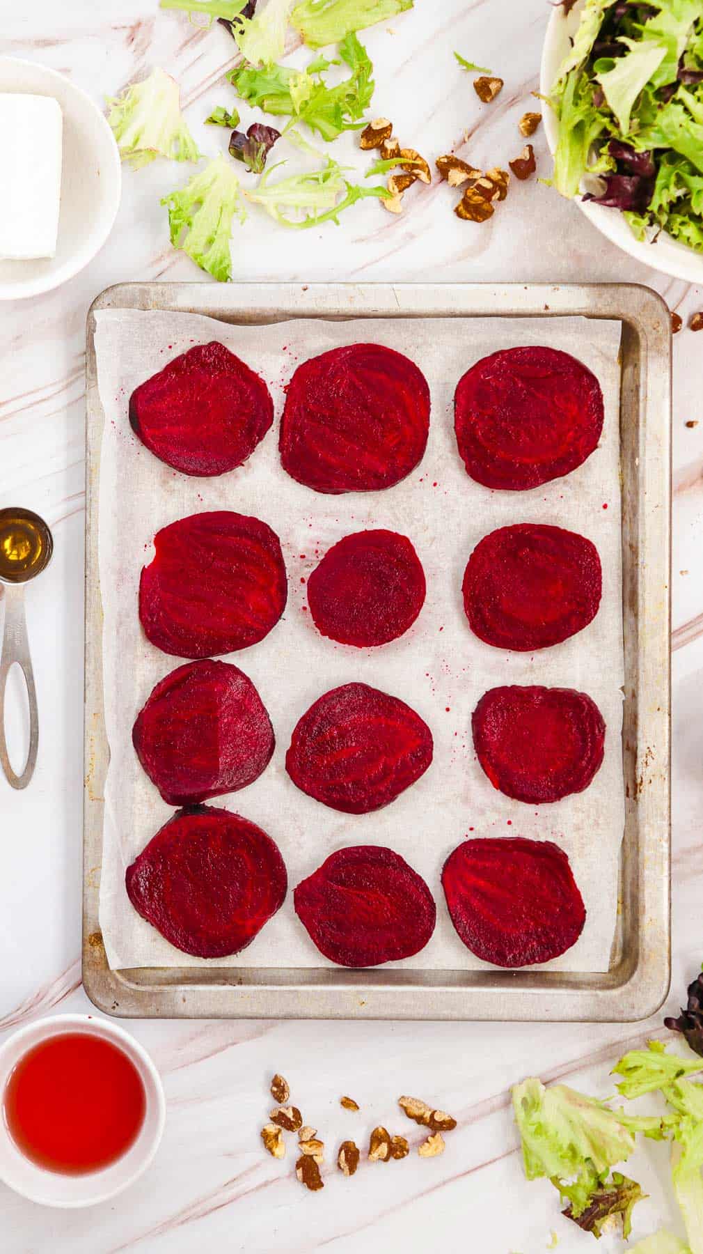 beets on a baking sheet.