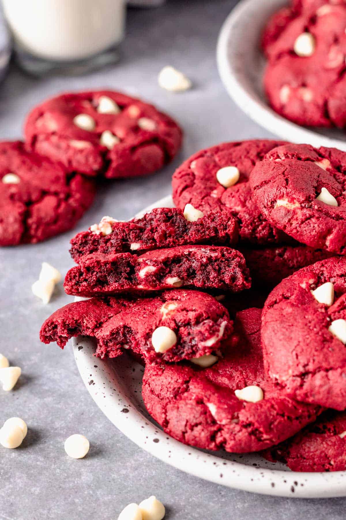 a stack of Gluten Free Red Velvet Cookie dough in air fryer