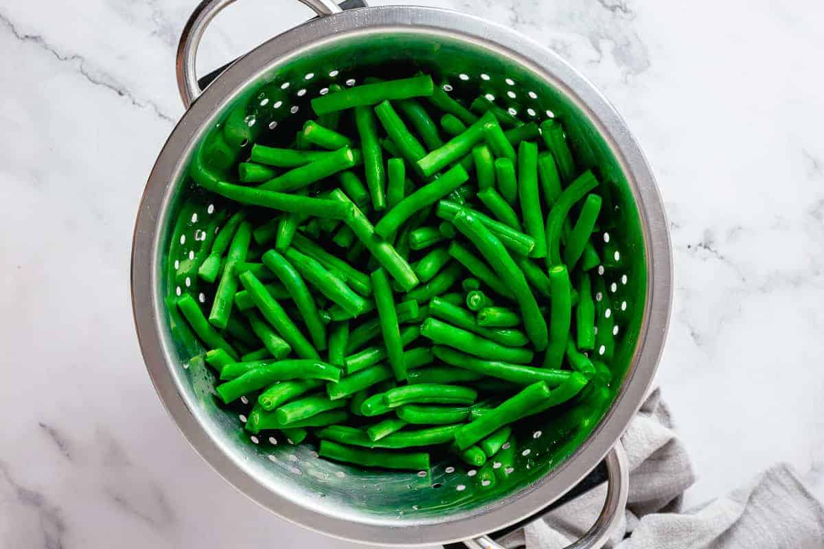 Bunch of Green beans in a colander