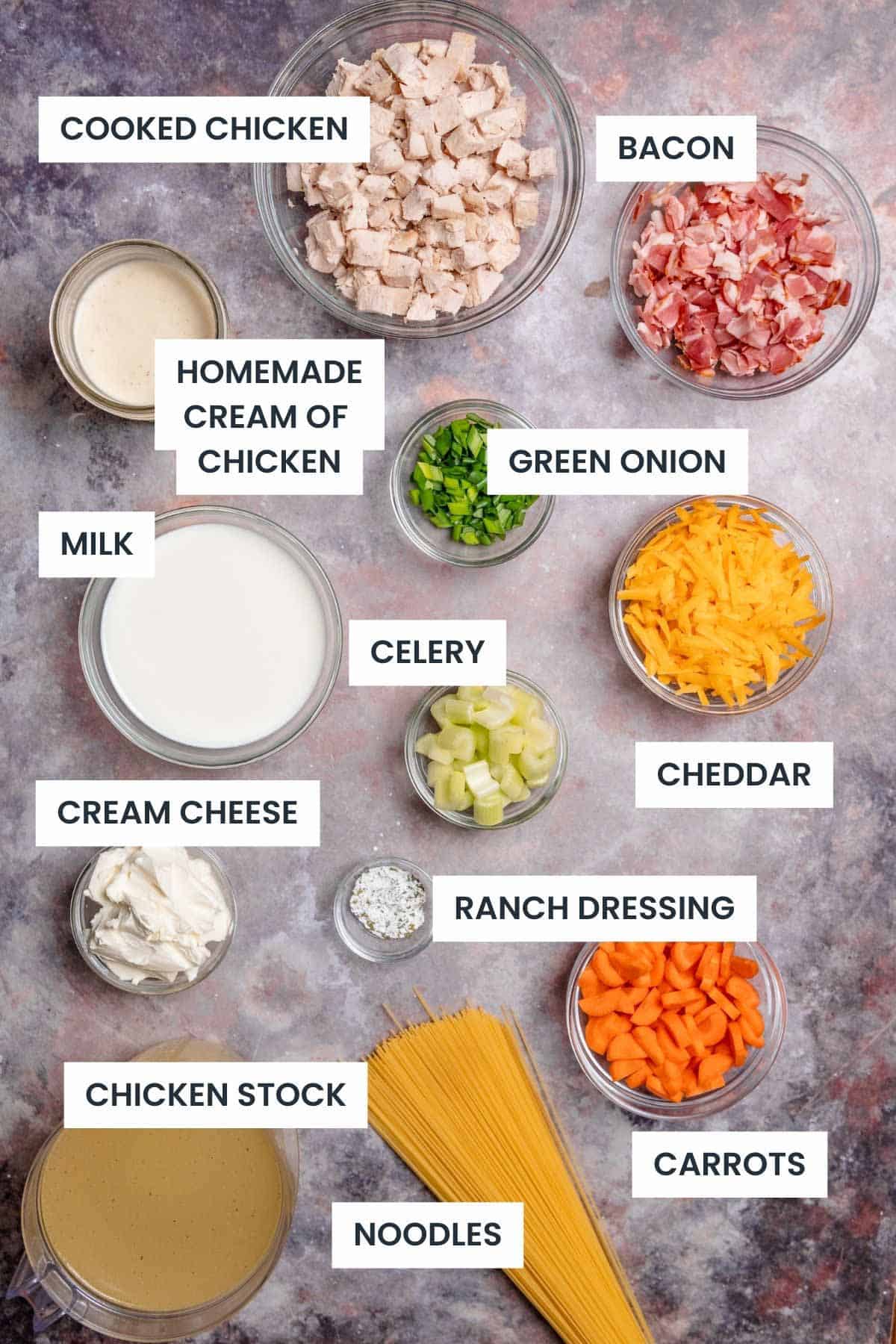 Ingredients-for-Crack-Chicken Noodle-Soup- The Yummy Bowl