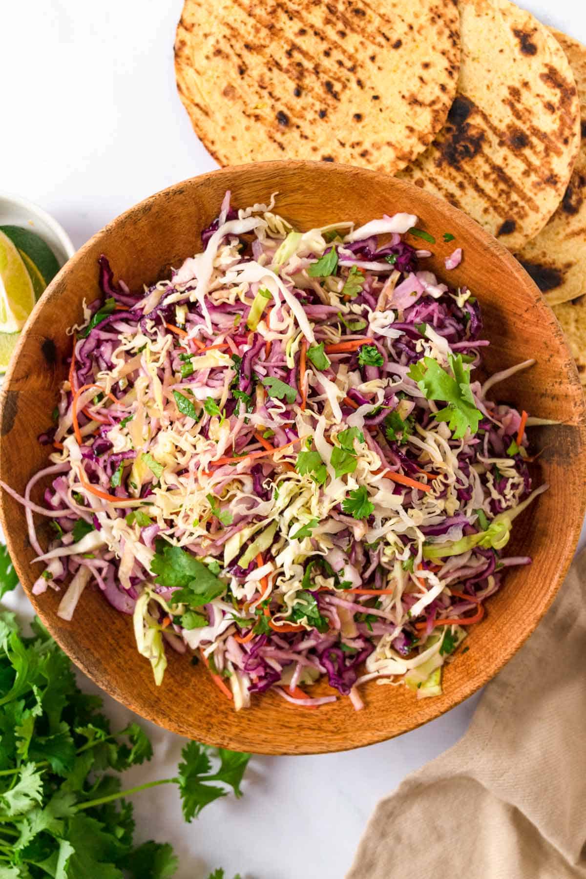 cabbage coleslaw in a bowl.