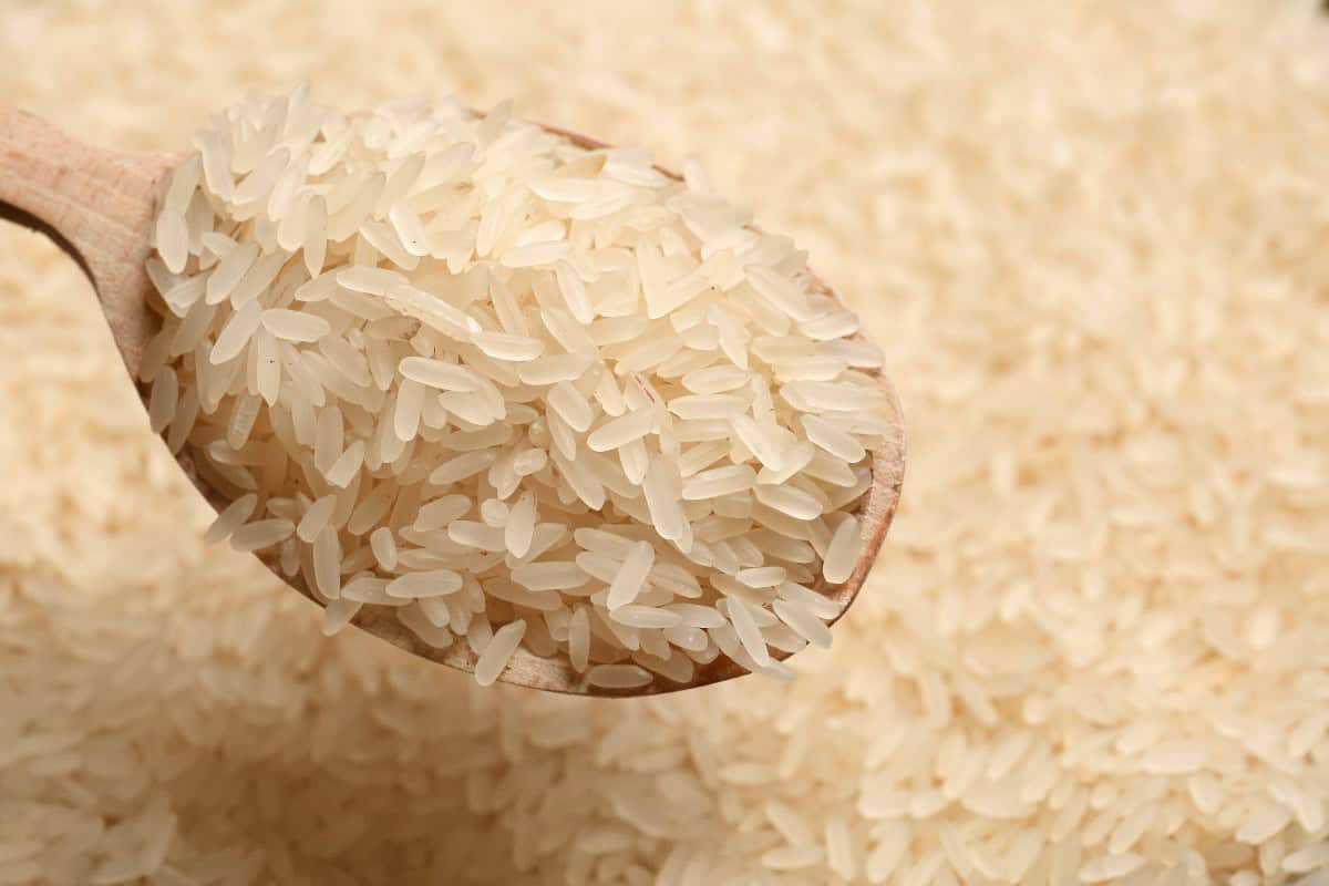 uncooked parboiled rice.