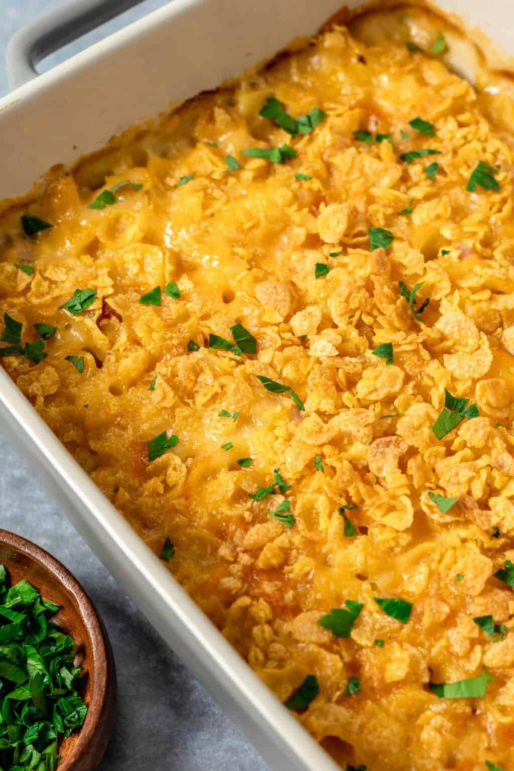 Ham and Potato Casserole With Cornflakes - The Yummy Bowl