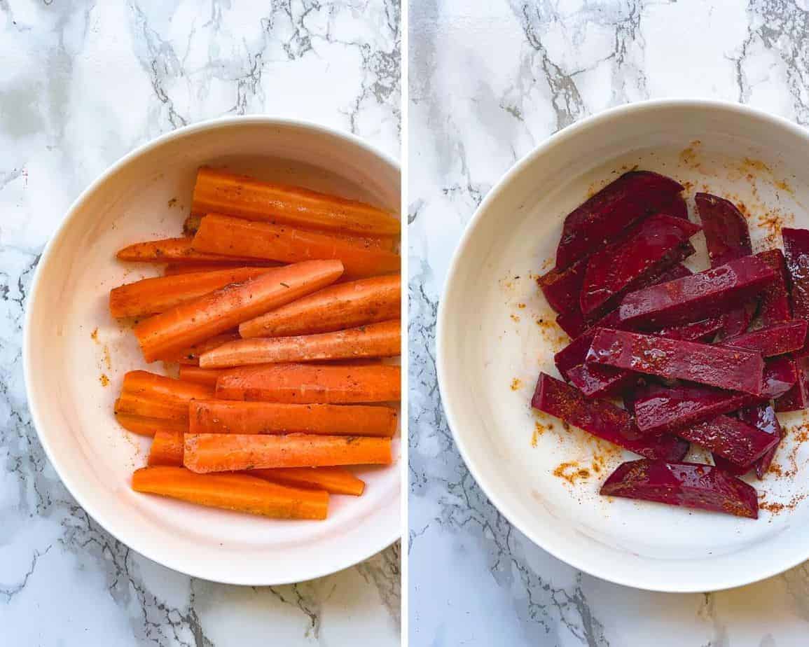 Roasted Carrots And Beets With Feta And Pecans The Yummy Bowl