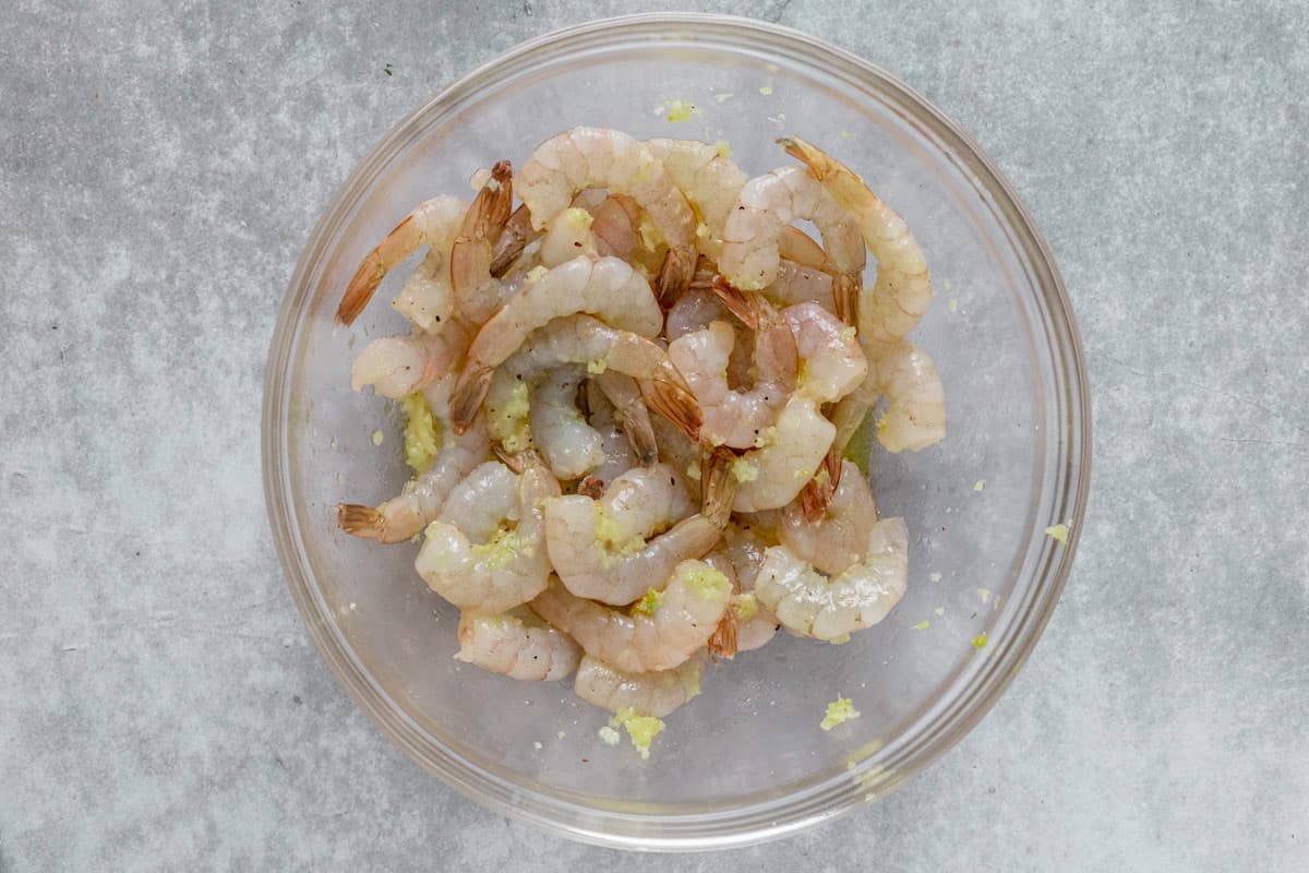 shrimp marinating in a bow