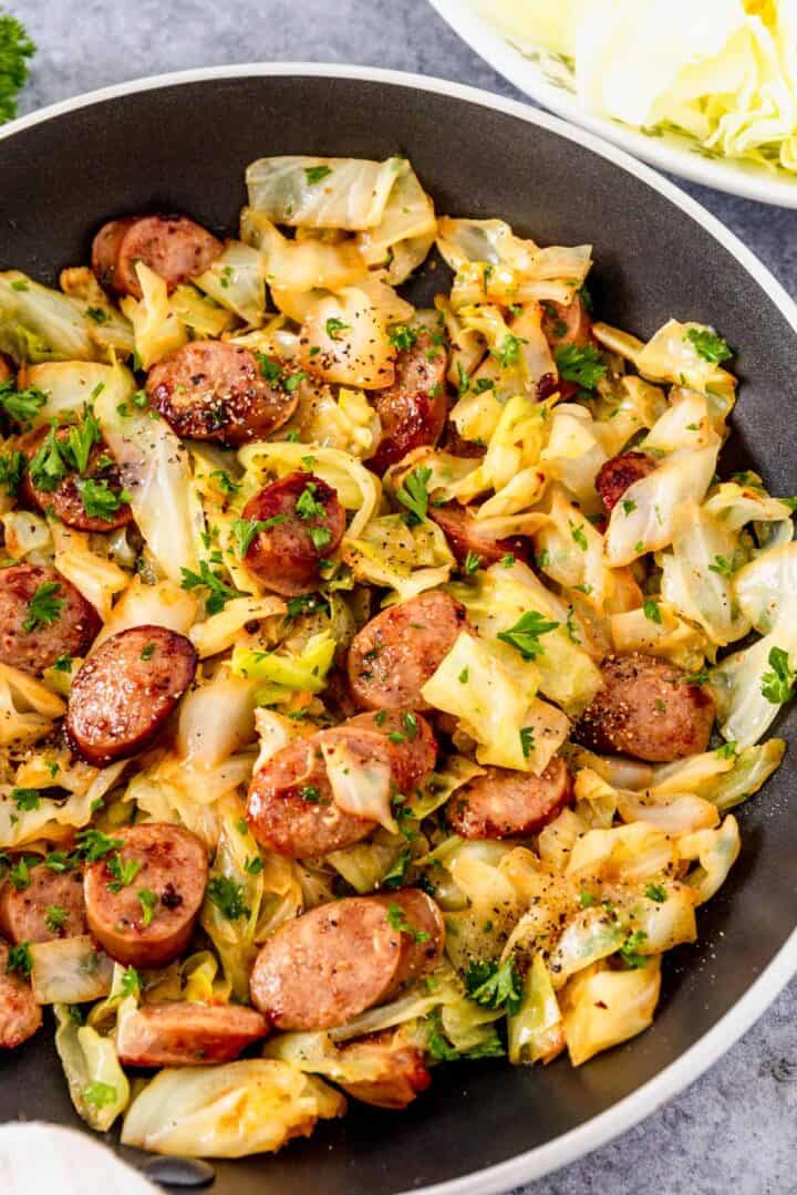 Smothered Cabbage With Sausage Skillet - The Yummy Bowl