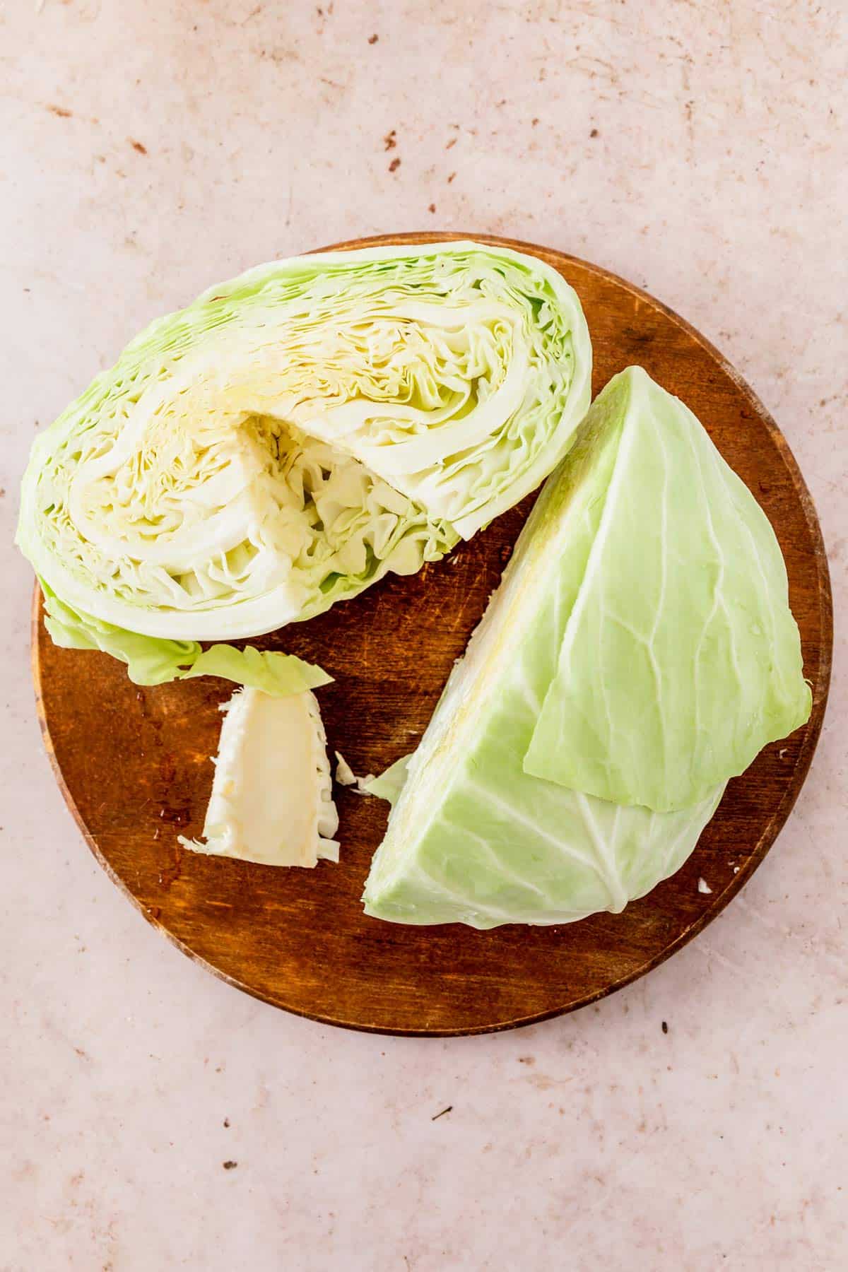 core removed from cabbage head