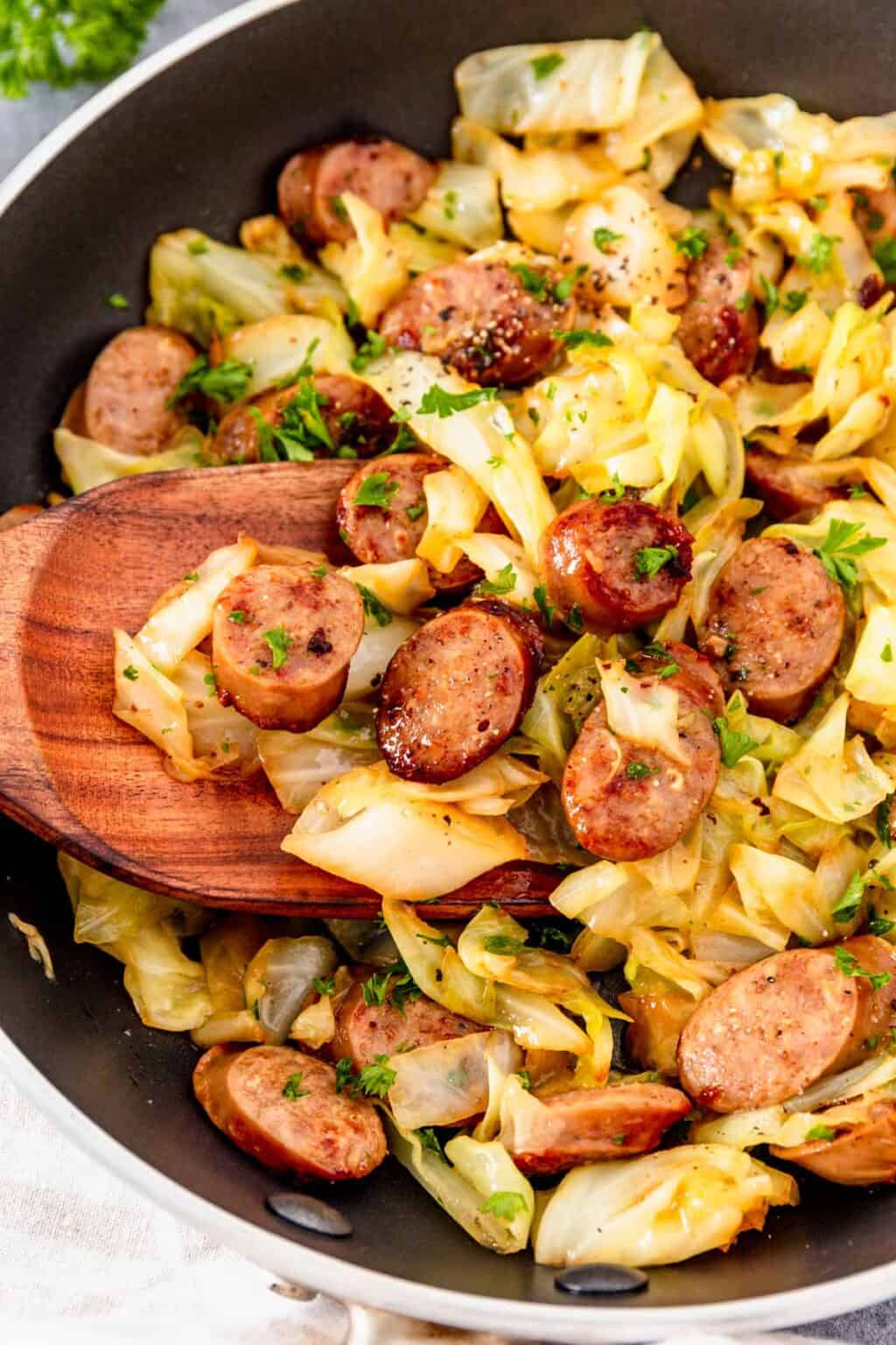 Smothered Cabbage With Sausage Skillet - The Yummy Bowl