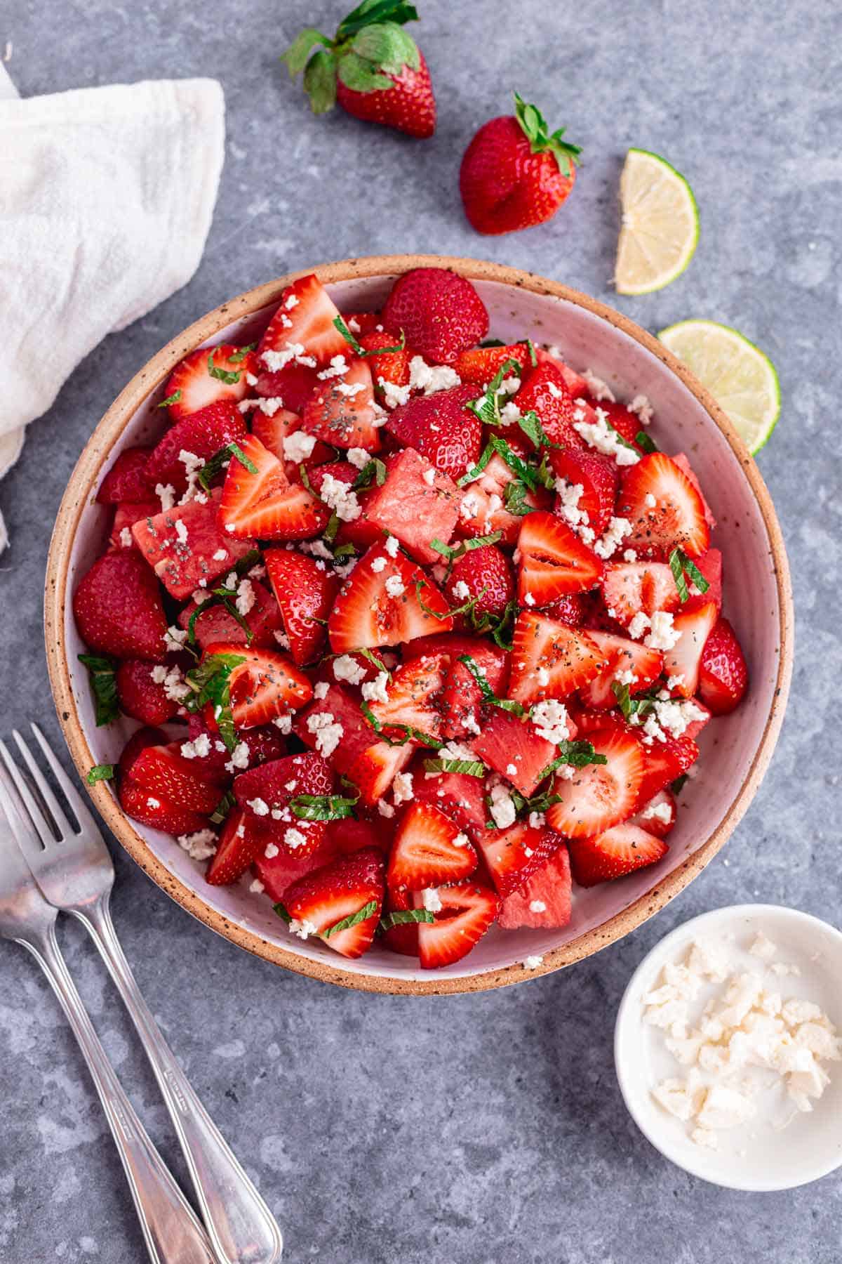 Watermelon Strawberry Salad With Honey Dressing