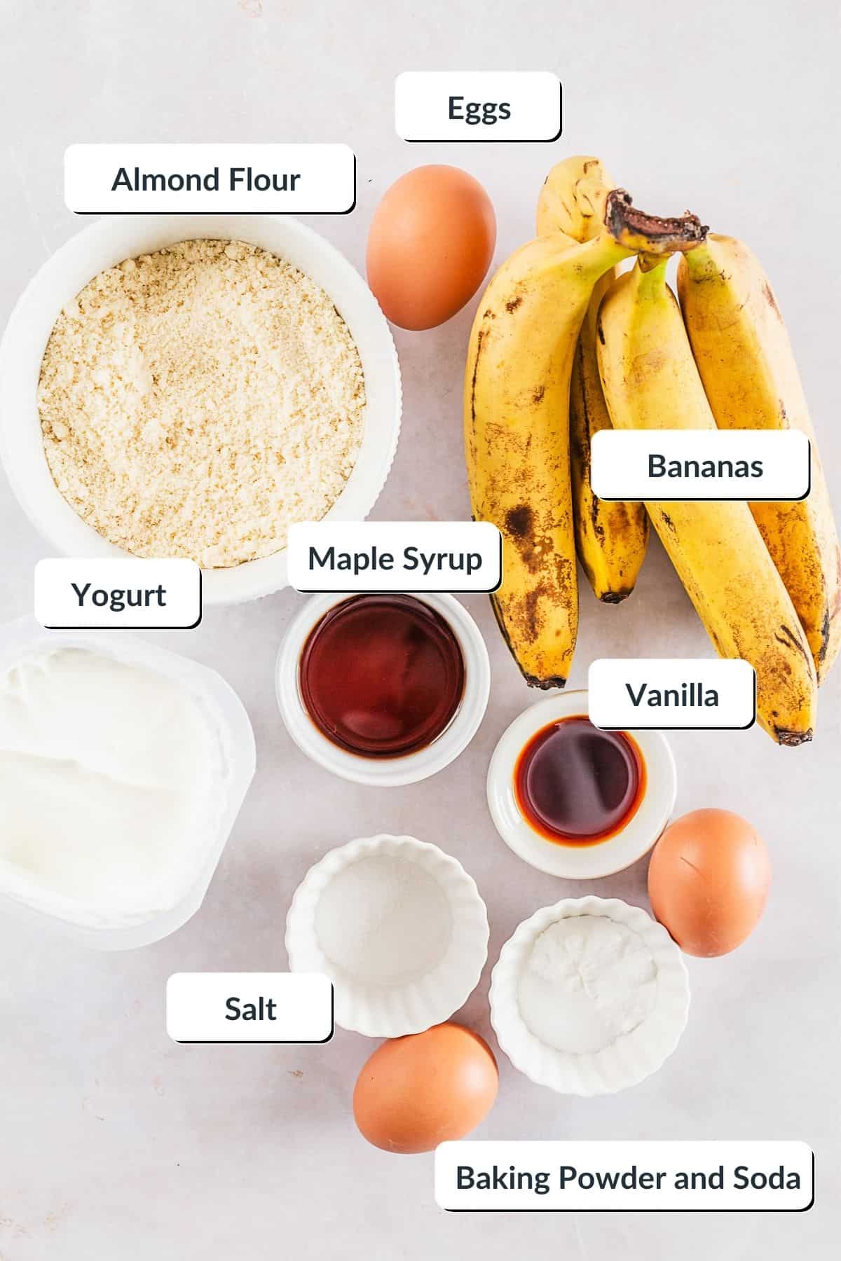 ingredients for banana bread sugar free