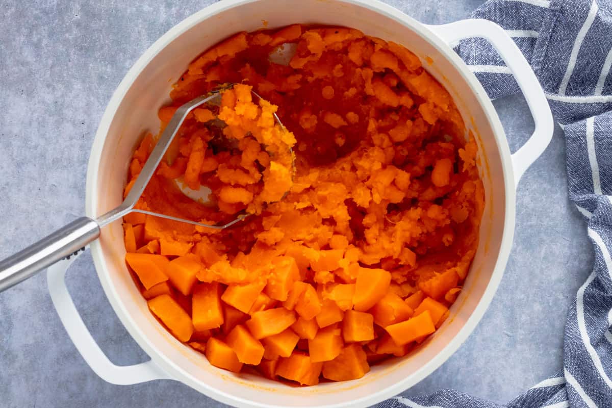 sweet potato mash in a pot