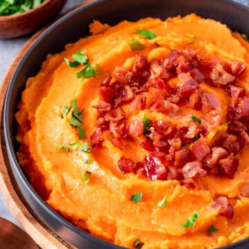 Whipped Sweet Potatoes with bacon