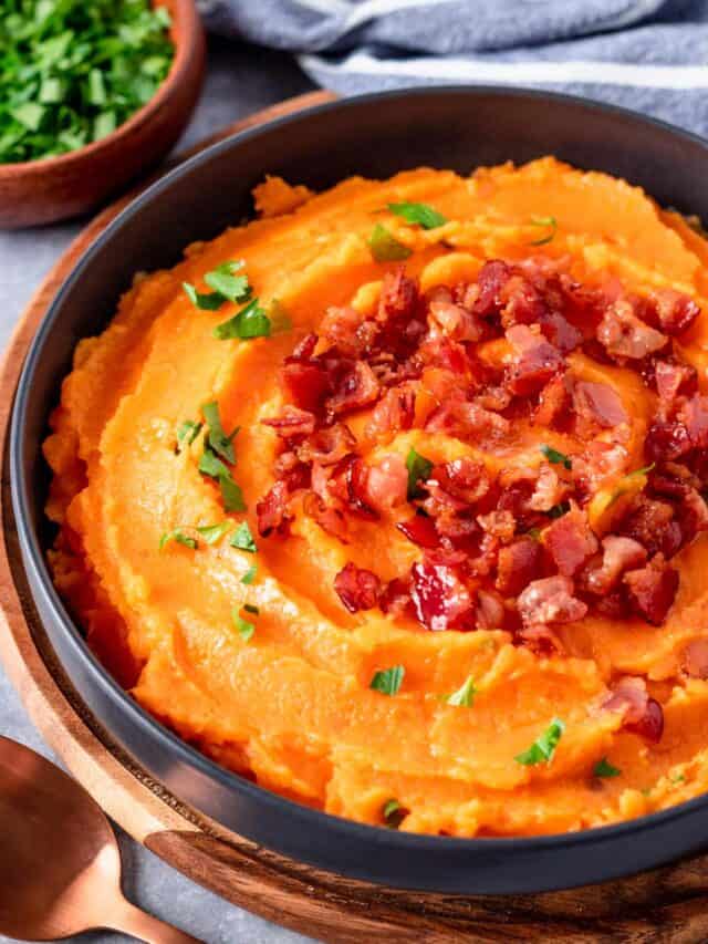 Whipped Sweet Potatoes with bacon