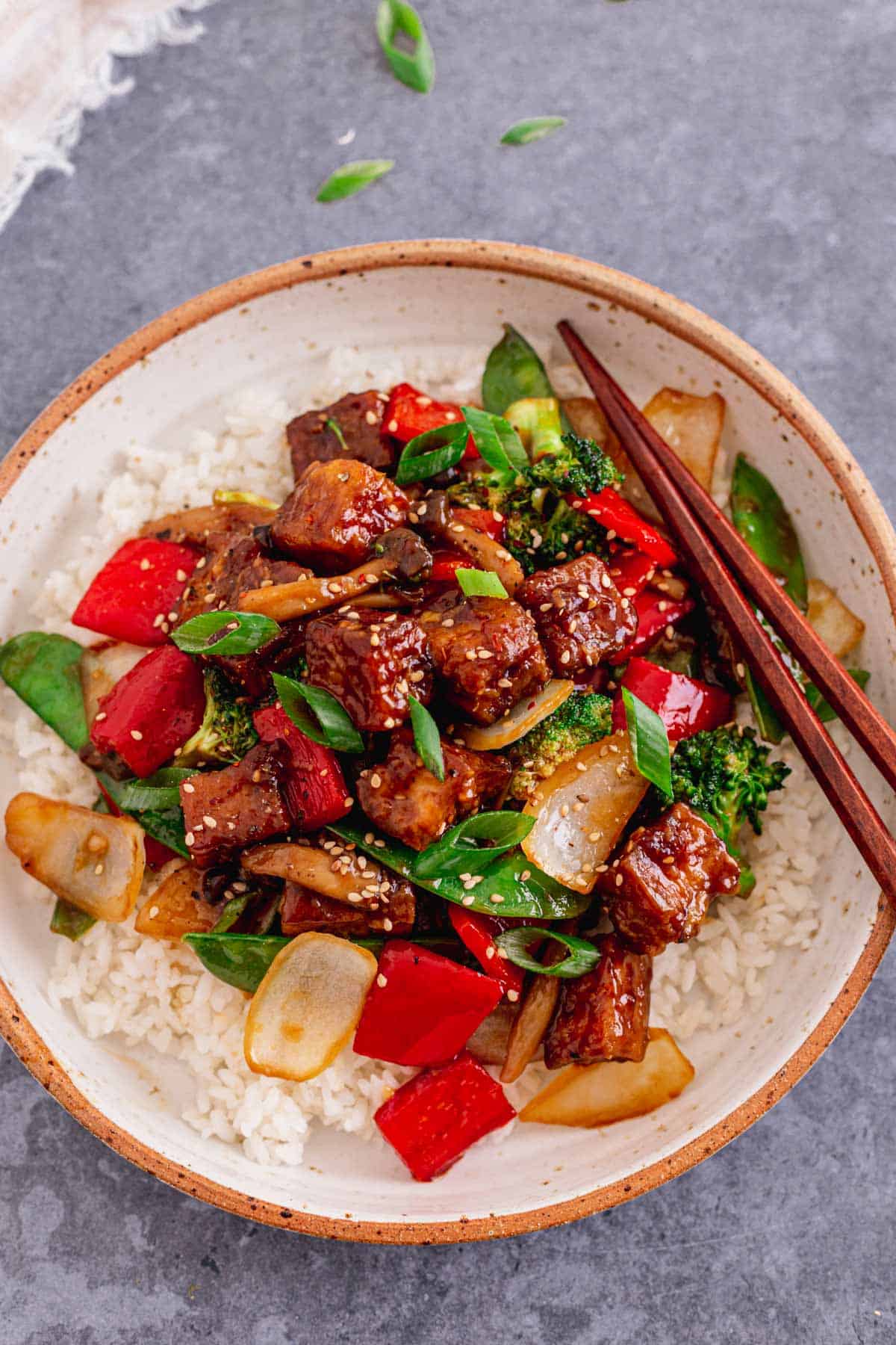 Tofu Veggie Stir Fry over rice