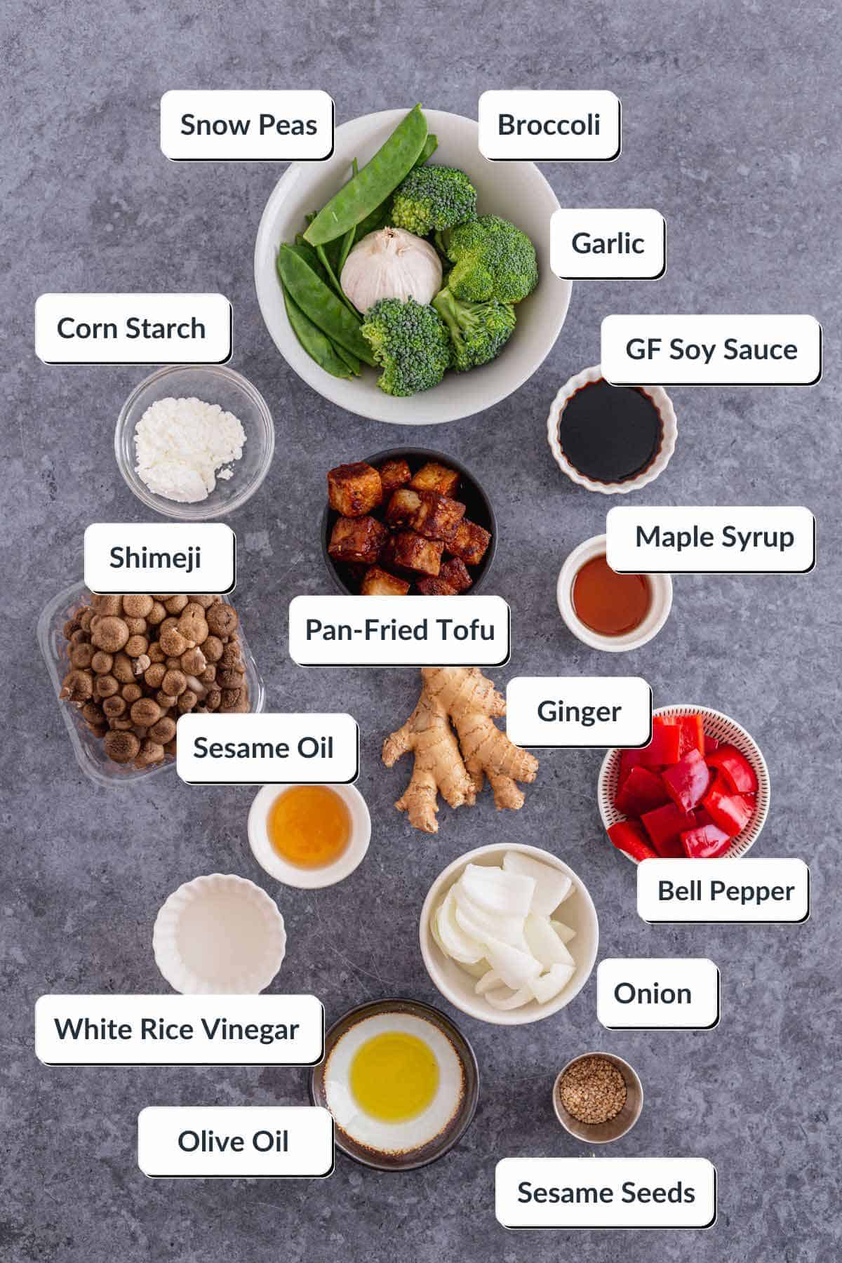 Tofu Veggie Stir Fry ingredients