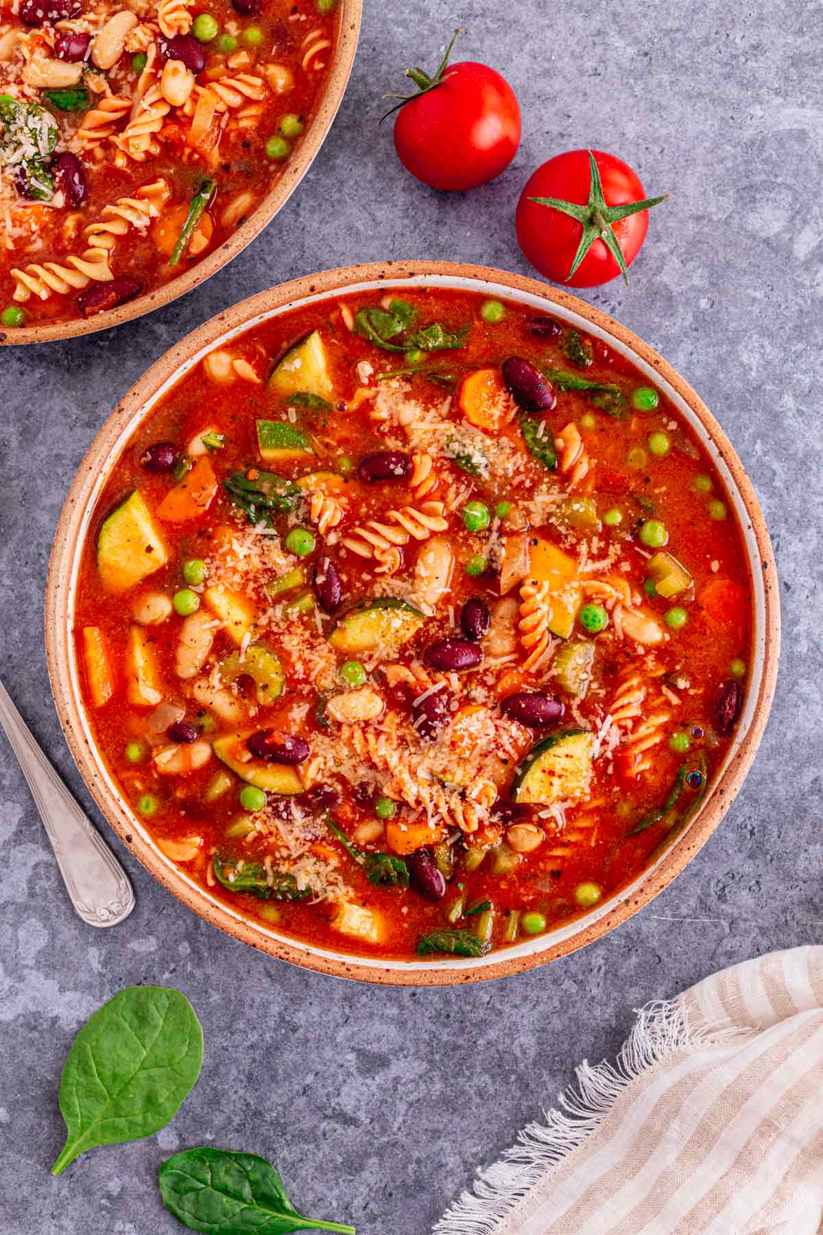 vegetarian minestrone soup in a bowl