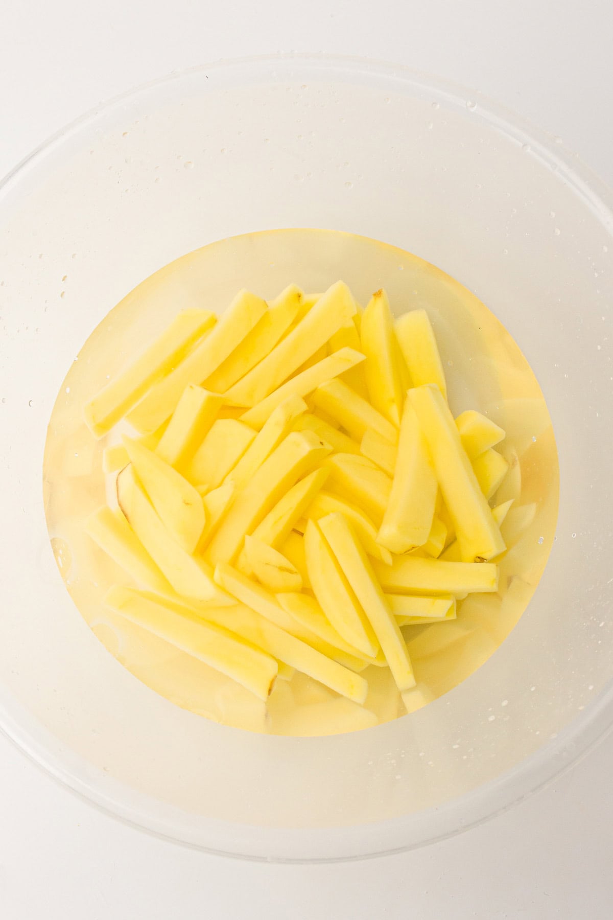 potato slices in water.