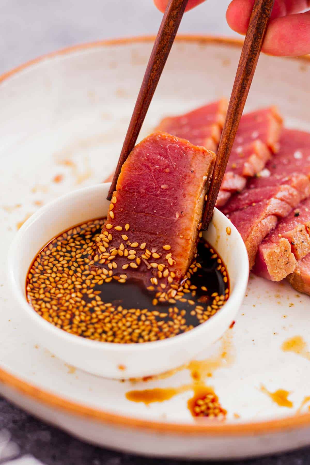 air fryer tuna steak cut into slices