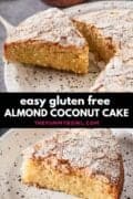 almond flour cake with flaked almonds and icing sugar on top