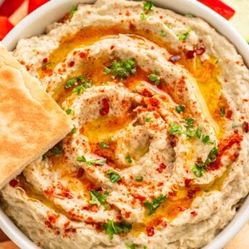 Roasted eggplant baba ganoush.
