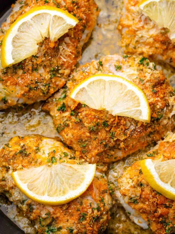 Lemon and butter crusted cod fillets.