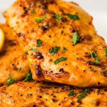 Easy lemon chicken sheet pan dinner.