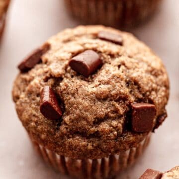 Banana bread chocolate chip muffins without refined sugar.