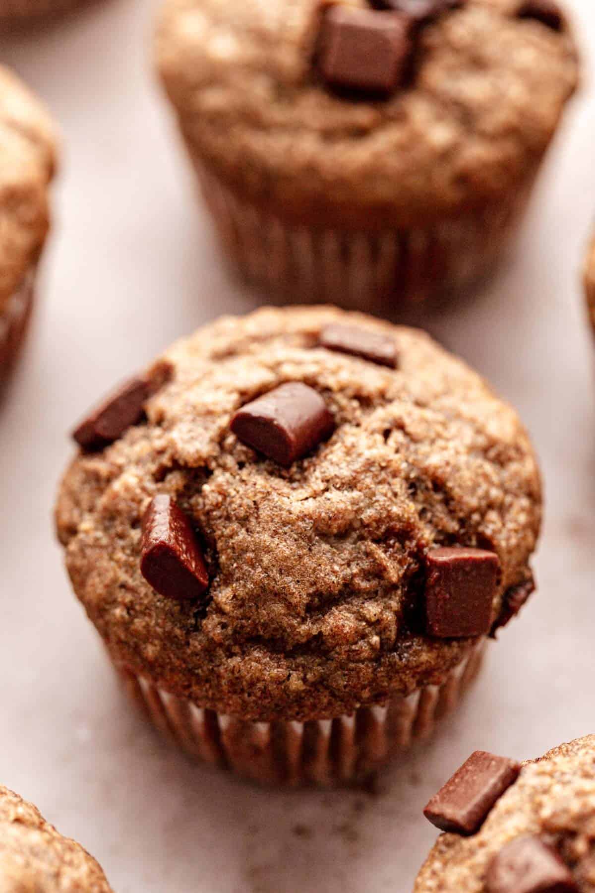 Refined Sugar Free Banana Bread Chocolate Chip Muffins.