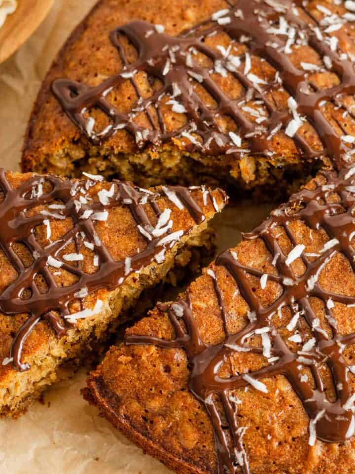 banana cake with oatmeal and coconut.