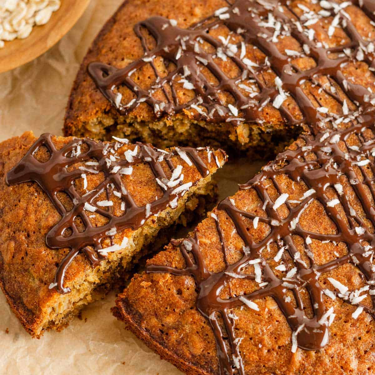 banana cake with oatmeal and coconut.