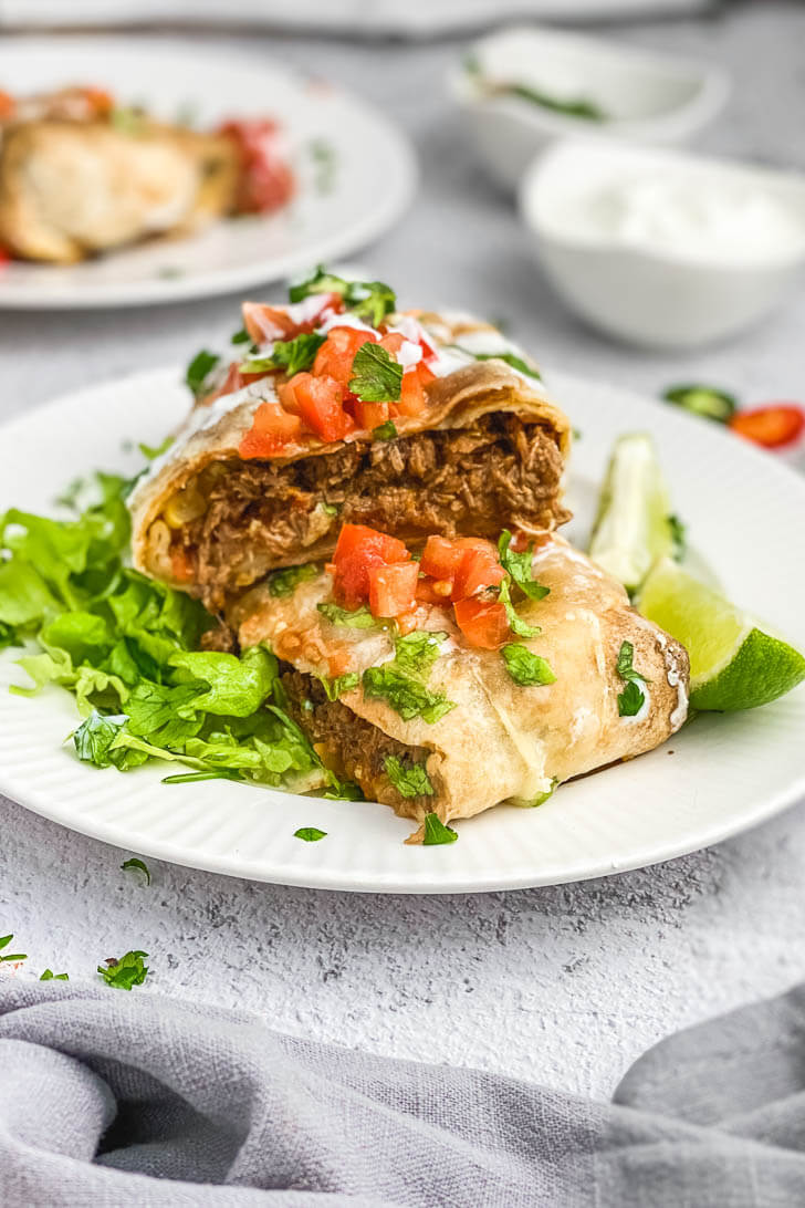 Grilled Shredded Beef Chimichangas 