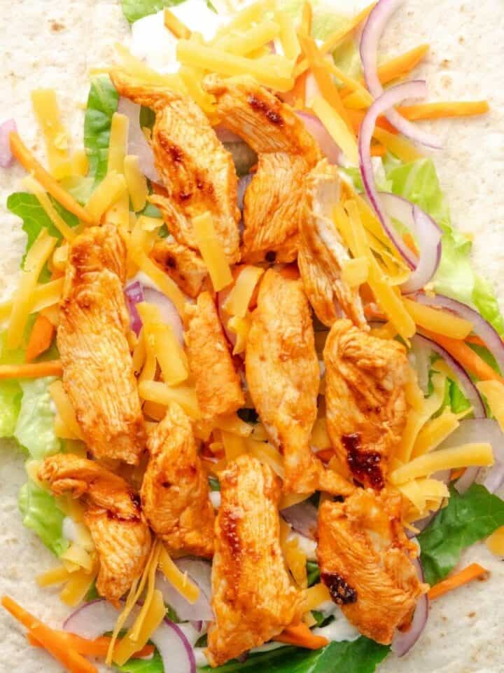 Unfolded chicken wrap.