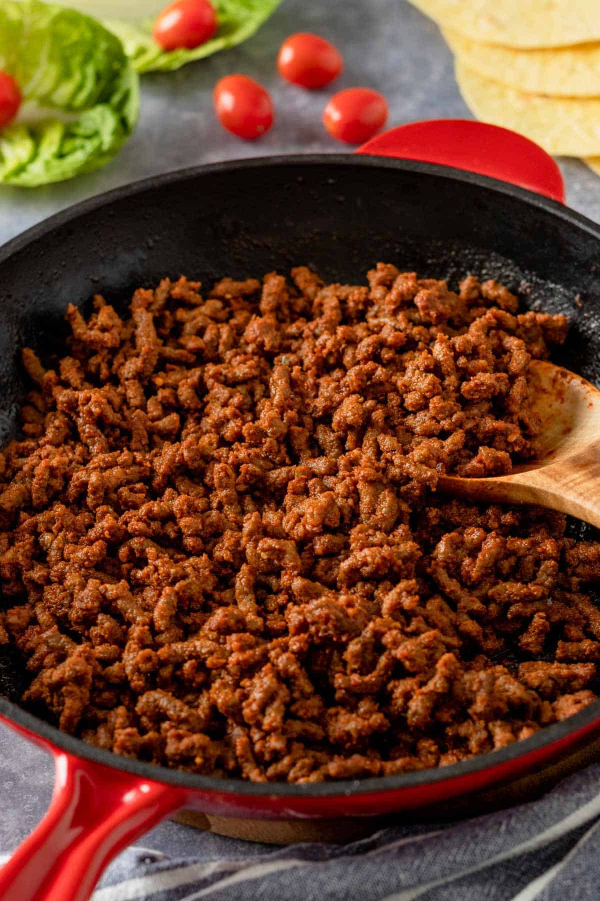 taco meat in skillet