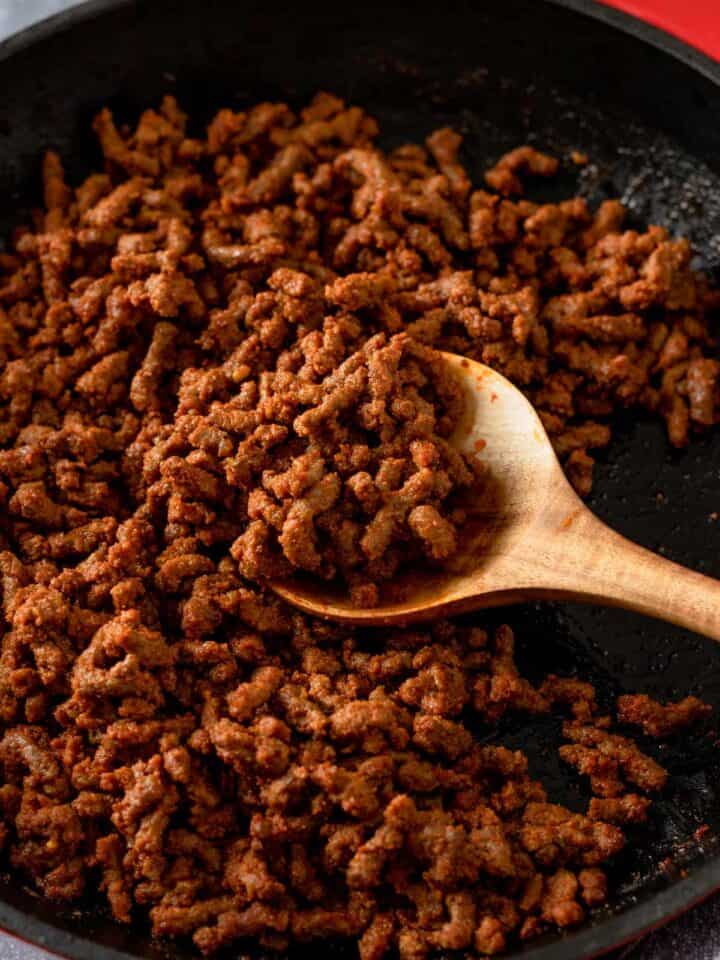 taco meat in skillet
