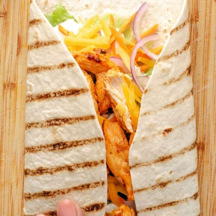 folded chicken wrap.