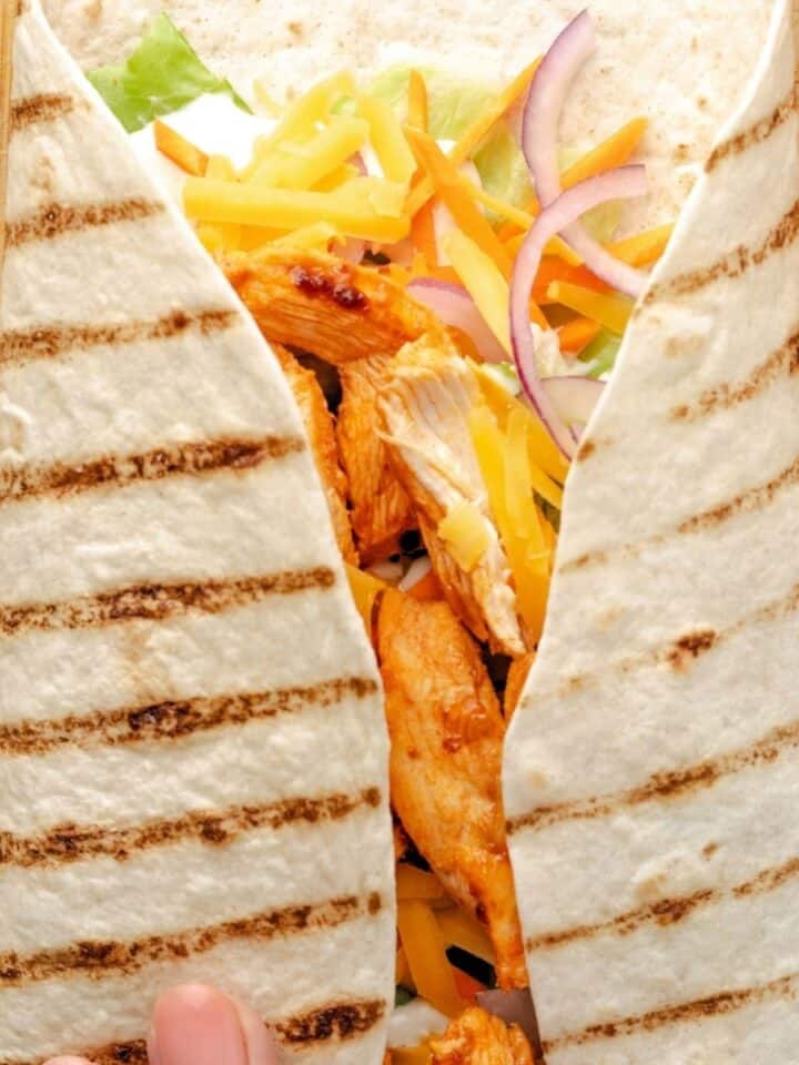 folded chicken wrap.