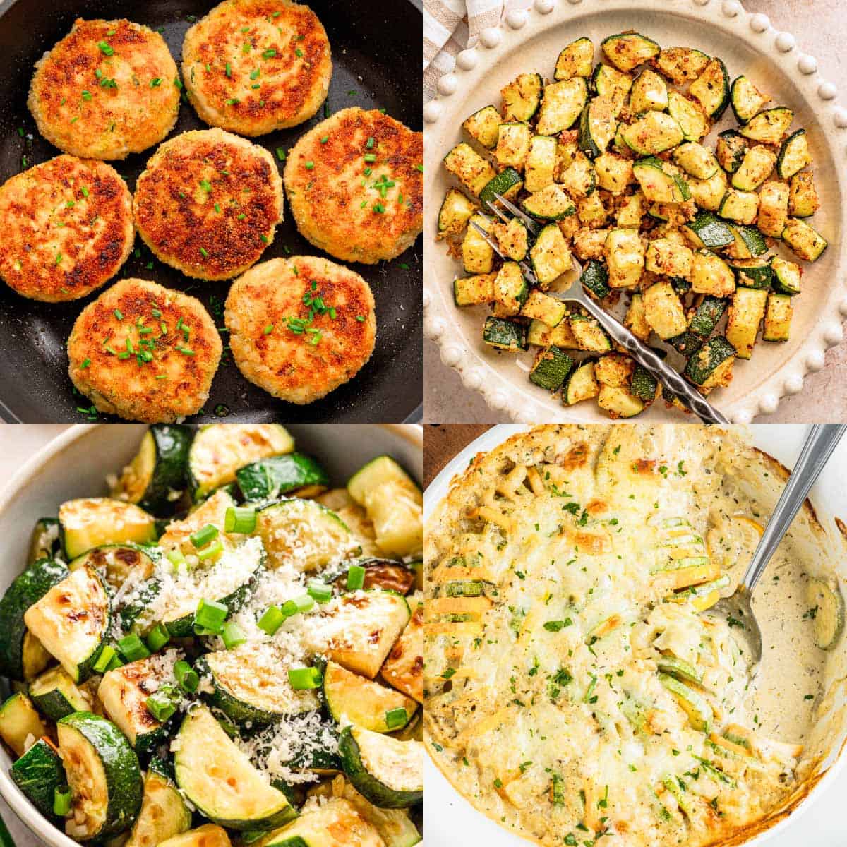 zucchini recipes with label that reads: 55 best easy zucchini recipes.