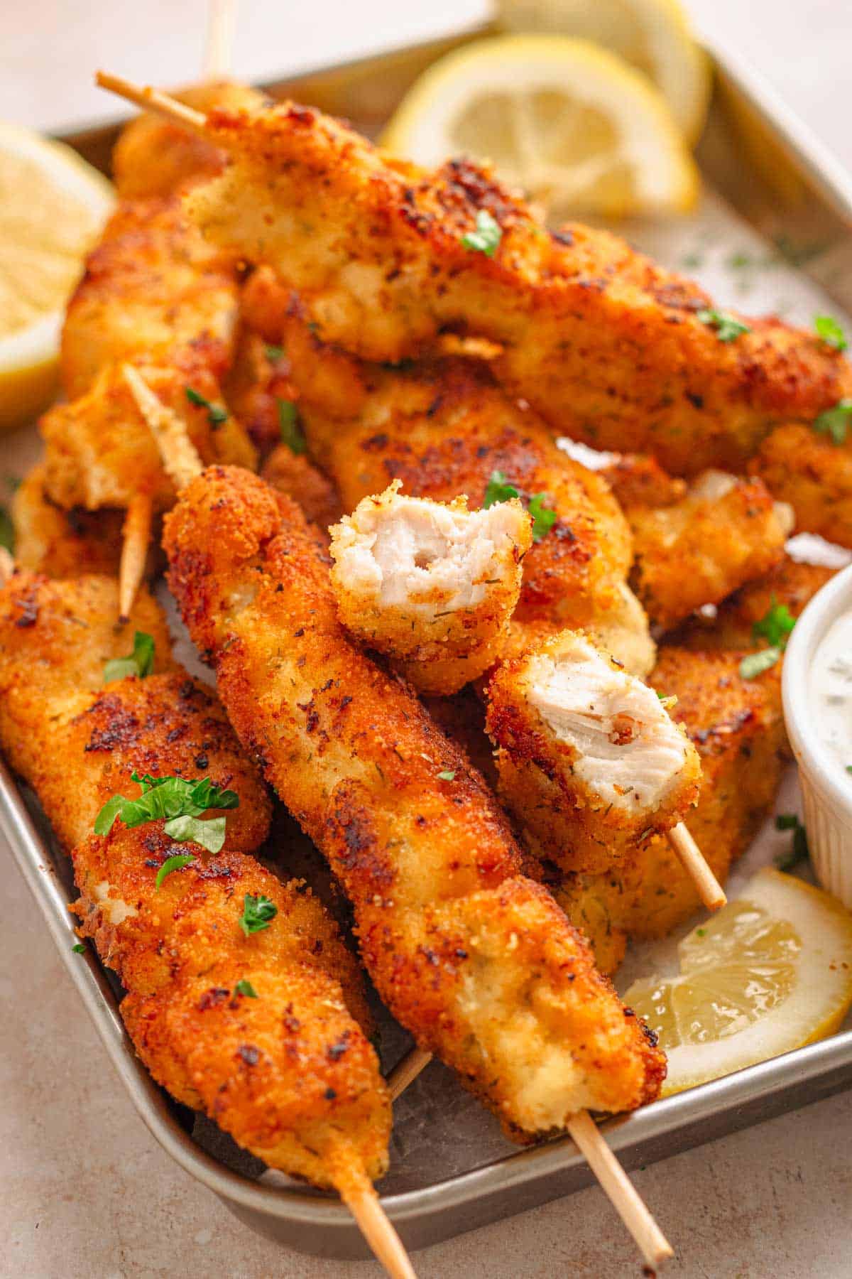 Breaded Chicken Skewers (Crispy Outside, Juicy Inside!).